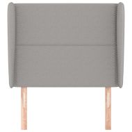 Горна табла за легло с уши, светлосива, 103x23x118/128 см, плат