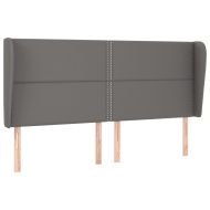 Горна табла с уши, сива, 183x23x118/128 см, изкуствена кожа