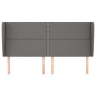 Горна табла с уши, сива, 183x23x118/128 см, изкуствена кожа