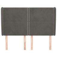 Горна табла за легло с уши, тъмносива,147x 23x118/128 см кадифе