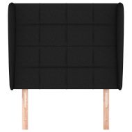 Горна табла за легло с уши, черна, 103x23x118/128 см, плат