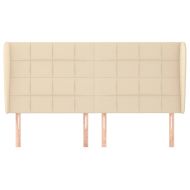 Горна табла за легло с уши, кремава, 203x23x118/128 см, плат