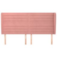 Горна табла за легло с уши, розова, 183x23x118/128 см, кадифе
