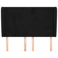 Горна табла за легло с уши, черна, 147 x 23 x 118/128 см кадифе