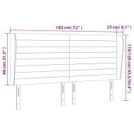 Горна табла за легло с уши, светлосива,183x23x118/128 см,кадифе