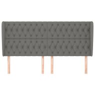 Горна табла за легло с уши, тъмносива, 203x23x118/128 см, плат