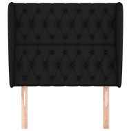 Горна табла за легло с уши, черна, 103x23x118/128 см, плат