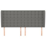 Горна табла за легло с уши, тъмносива, 163x23x118/128 см, плат