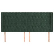 Горна табла за легло с уши, тъмносива, 183x23x118/128 см кадифе