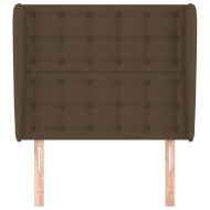 Горна табла за легло с уши, тъмнокафява, 103x23x118/128см, плат
