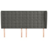 Горна табла за легло с уши, тъмносива, 163x23x118/128 см,кадифе