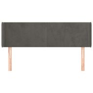 Горна табла за легло, тъмносива, 147x16x78/88 см, кадифе