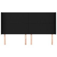 Горна табла за легло с уши, черна, 203x16x118/128 см, плат