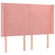 Горна табла за легло с уши, розова, 147x16x118/128 см, кадифе