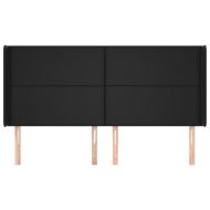 Горна табла с уши, черна, 203x16x118/128 см, изкуствена кожа