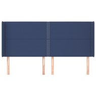 Горна табла за легло с уши, синя, 183x16x118/128 см, плат