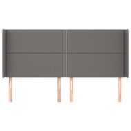 Горна табла с уши, сива, 203x16x118/128 см, изкуствена кожа