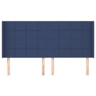 Горна табла за легло с уши, синя, 183x16x118/128 см, плат