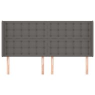 Горна табла с уши, сива, 163x16x118/128 см, изкуствена кожа