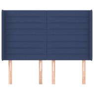 Горна табла за легло с уши, синя, 147x16x118/128 см, плат
