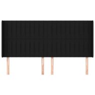 Горна табла за легло с уши, черна, 183x16x118/128 см, плат