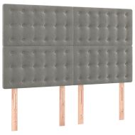 Боксспринг легло с матрак и LED, светлосиво, 140x190 см, кадифе