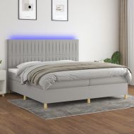 Боксспринг легло с матрак и LED, светлосиво, 200x200 см, плат