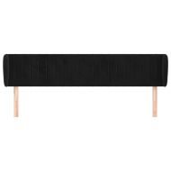 Горна табла за легло с уши, черна, 183x23x78/88 см, кадифе