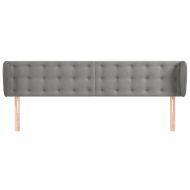 Горна табла за легло с уши, светлосива, 163x23x78/88 см, кадифе