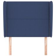 Горна табла за легло с уши, синя, 103x23x118/128 см, плат