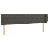 Горна табла за легло с уши, тъмносива, 183x23x78/88 см, кадифе