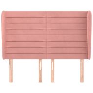 Горна табла за легло с уши, розова, 147x23x118/128 см, кадифе