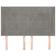 Горна табла за легло с уши, светлосива,147x16x118/128см, кадифе