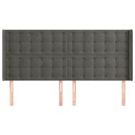 Горна табла за легло с уши, тъмносива, 183x16x118/128см, кадифе