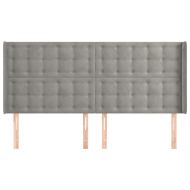 Горна табла за легло с уши, светлосива,203x16x118/128см, кадифе