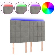 LED горна табла за легло, светлосива, 144x5x118/128 см, кадифе