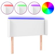 LED горна табла за легло, бяла, 103x16x78/88см, изкуствена кожа