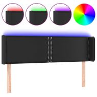 LED горна табла за легло, черна, 147x16x78/88 см