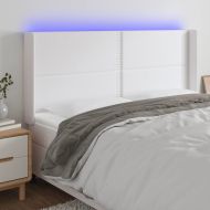 LED горна табла за легло, бяла, 183x16x118/128 см