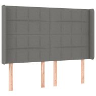 LED горна табла за легло, тъмносива, 147x16x118/128 см, плат