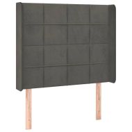 LED горна табла за легло, тъмносива, 103x16x118/128 см, кадифе