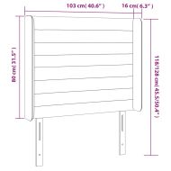 LED горна табла за легло, тъмносива, 103x16x118/128 см, кадифе