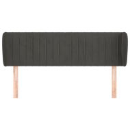 Горна табла за легло с уши, тъмносива, 147x23x78/88 см, кадифе