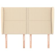 Горна табла за легло с уши, кремава,147 x 23 x 118/128 см, плат