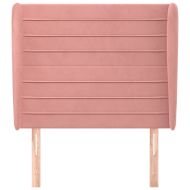 Горна табла за легло с уши, розова, 93x23x118/128 см, кадифе