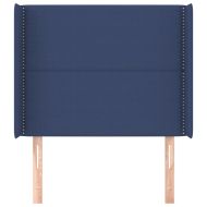 Горна табла за легло с уши, синя, 103x16x118/128 см, плат