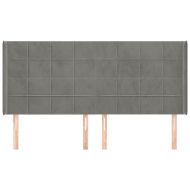 Горна табла за легло с уши, светлосива,183x16x118/128см, кадифе