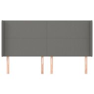 Горна табла за легло с уши, тъмносива, 163x16x118/128 см, плат