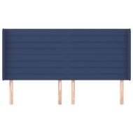 Горна табла за легло с уши, синя, 163x16x118/128 см, плат