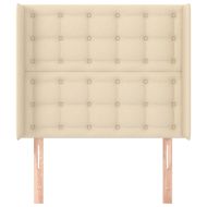 Горна табла за легло с уши, кремава, 103x16x118/128 см, плат